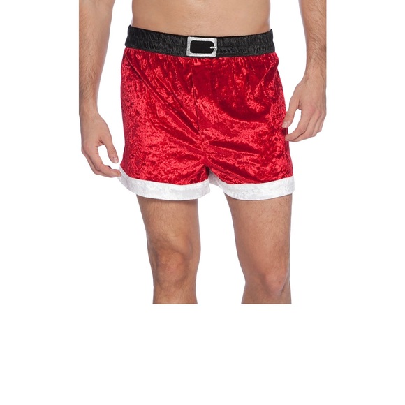 Green Velvet  Elf Shorts with Jingle Bells and Santa  shorts size XL NEW - Picture 6 of 7